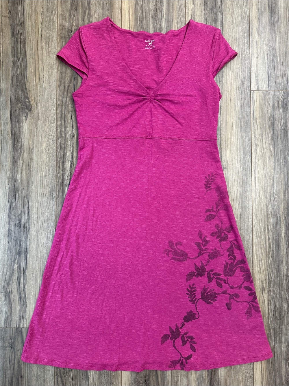 Horny Toad & Co Rosemarie Dress, Fuchsia Twist-Front Midi with Floral Print